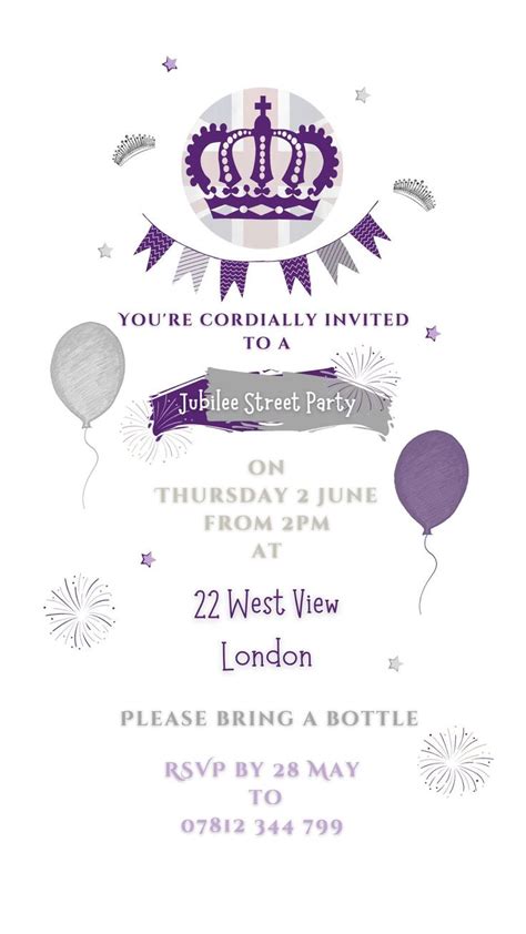 Jubilee Party Invitations, Personalised Jubilee Street Party Invites ...