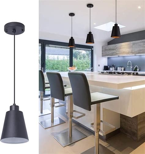 Modern Black Pendant Light Fixture 5.94'' Mini 1-Light Pendant Lighting for Kitchen Island ...