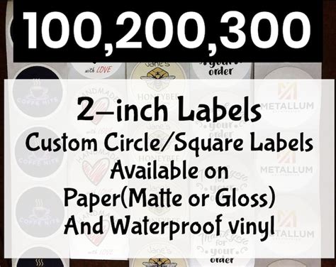 2 Inches Circle/square Bulk Custom Labels on Roll or Sheets. | Etsy