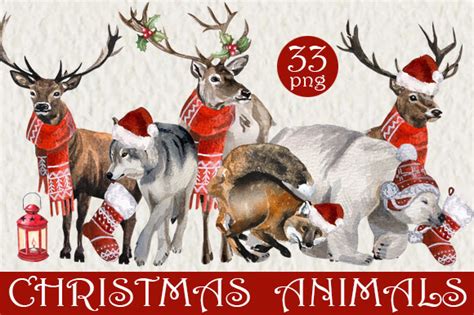 Christmas Clipart. Forest Animals PNG Graphic by Dillus Studio ...