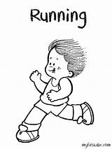 Boy Running Coloring Page Pages sketch template