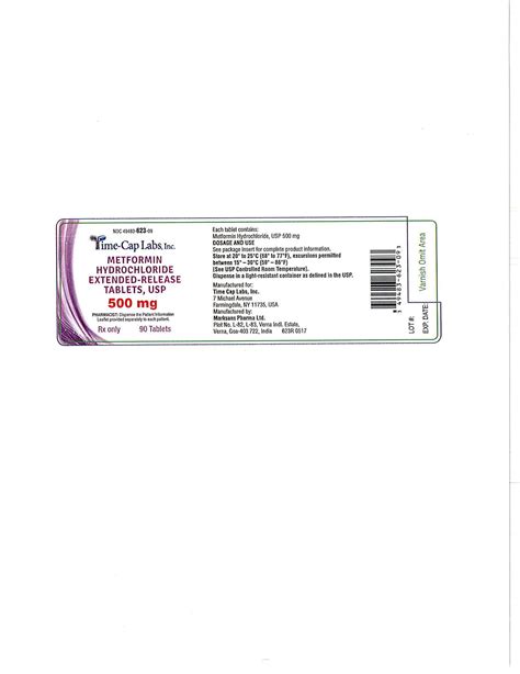 Metformin Extended Release Tablets - FDA prescribing information, side effects and uses