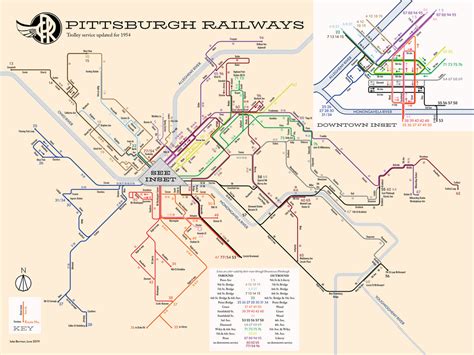 Pittsburgh streetcar system map, 1954 – 53 Studio