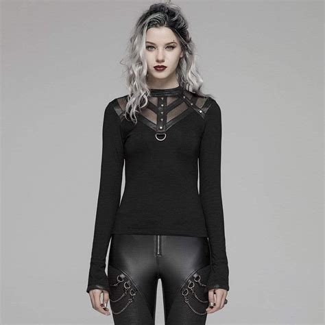 Women's Goth Straps Long Sleeved T-shirts | Fashion, Mesh long sleeve, Punk rave