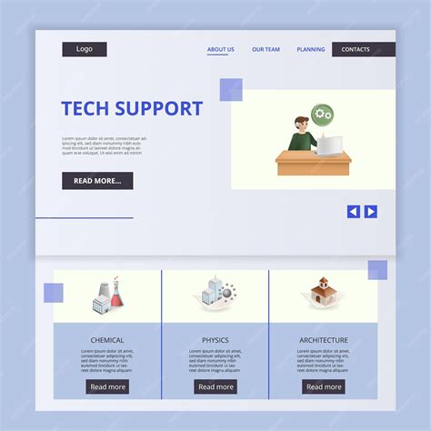 Premium Vector | Tech support flat landing page website template chemical