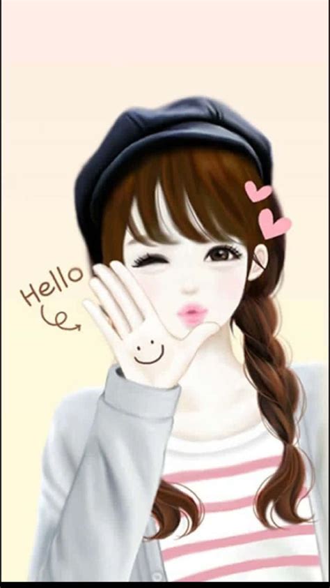 Download Cute Anime Pretty Girl Saying Hello Picture | Wallpapers.com