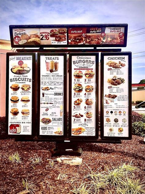 Menu at Jack's fast food, Birmingham, Chalkville Rd