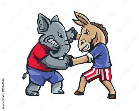 USA Democrat Vs Republican Election Match Cartoon - The Fight Club Stock Vector | Adobe Stock