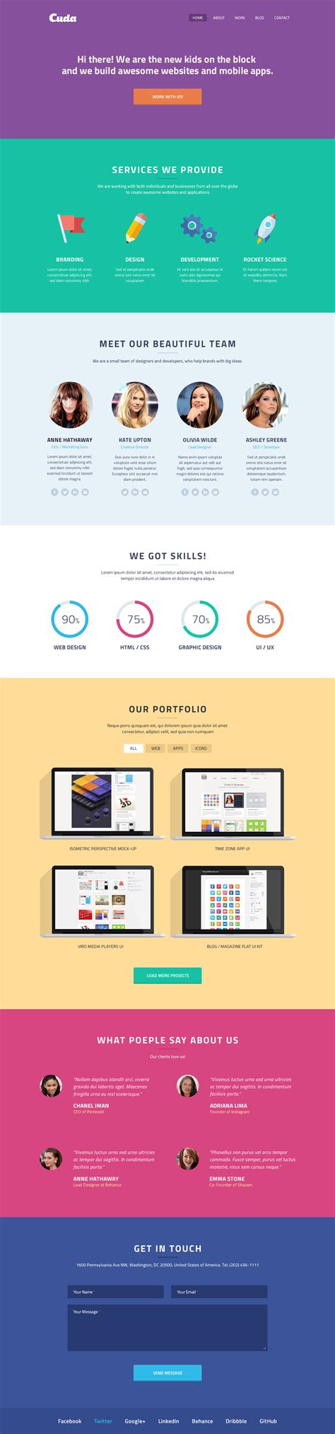 Cuda Single Page Portfolio Template | GraphicBurger