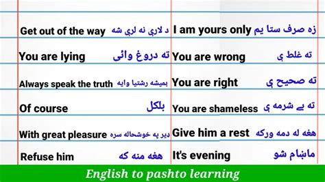 Short English two words sentences in Pashto|| - YouTube