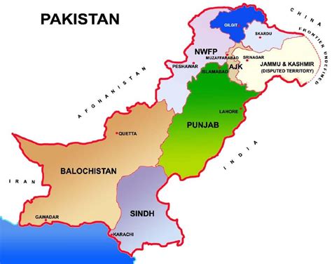 Pakistan Map Showing Provinces And Capital Cities | Pakistan map, Pakistan, Map