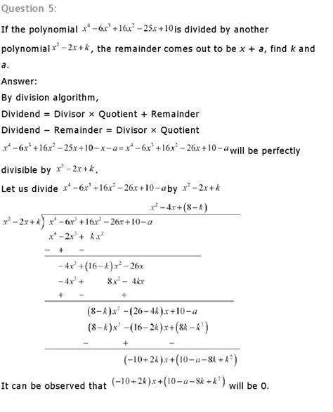 Polynomials, Class 10 Mathematics NCERT Solutions