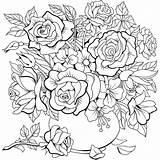 Flower Coloring Page Floral Adult  Home sketch template