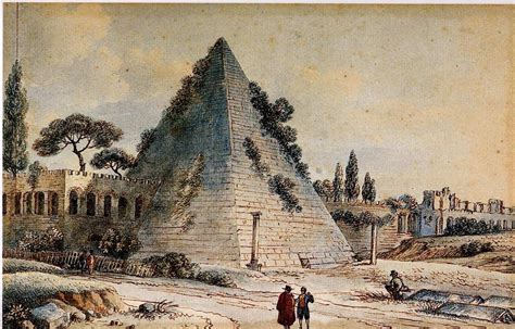 Victor-Jean Nicolle - Pyramid of Caius Cestius with the Aurelian Walls in Rome