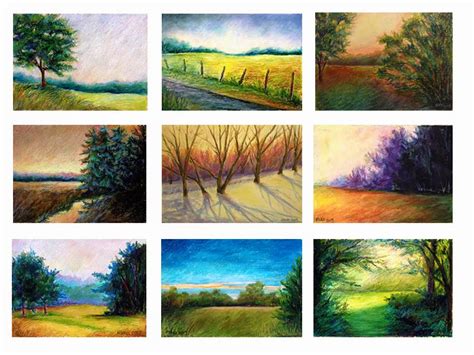 brushstrokes, etc.: Oil Pastel Landscapes!