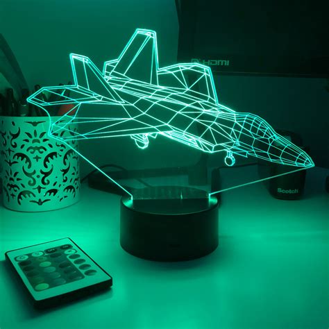 F-22 Raptor Fighter Jet Plane 3D Optical Illusion Lamp | Etsy