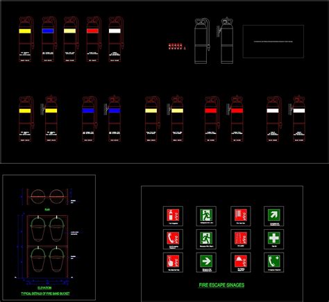 Fire Extinguishers;Fire Bucket DWG Block for AutoCAD • Designs CAD