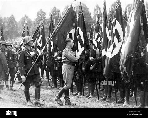 Adolf Hitler Inaugurates flags with the blood flag, 1933 Stock Photo - Alamy