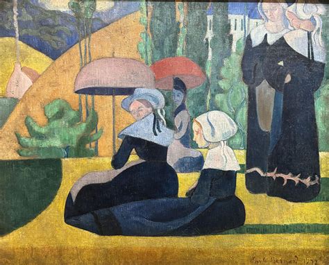 Emilie Bernard - Breton Women with Umbrellas (1892) - Masterpieces Adult Coloring Pages - Page ...