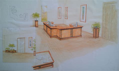 Reception area sketch for private medical surgery.