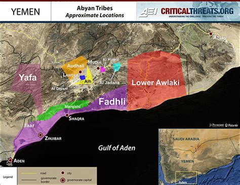 Map: Approximate Locations of Abyan Tribes | Critical Threats | Tribe ...