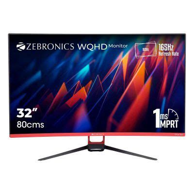 ZEBRONICS ZEB-S32A 32 inch WQHD 2K Curved 165Hz Gaming Monitor ...