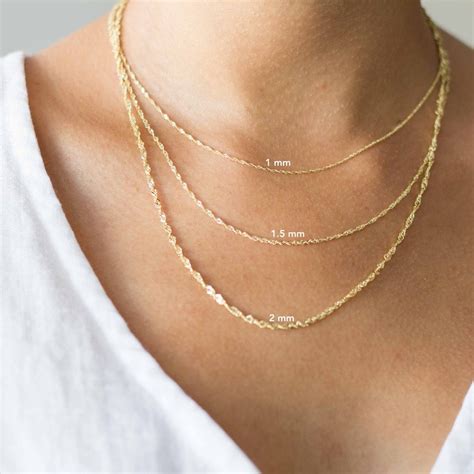 Solid 14K Gold Singapore Chain Necklace Delicate Dainty - Etsy