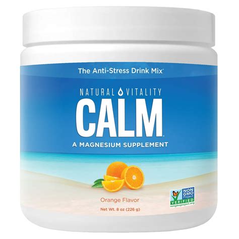 Natural Vitality Calm, Magnesium Citrate Supplement Powder, Anti-Stress Drink Mix, Orange, 8 ...