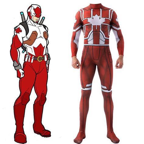 Captain Canuck Costume Cosplay Superhero Lycra Spandex Zentai Suits Ca – WebCosplay.com