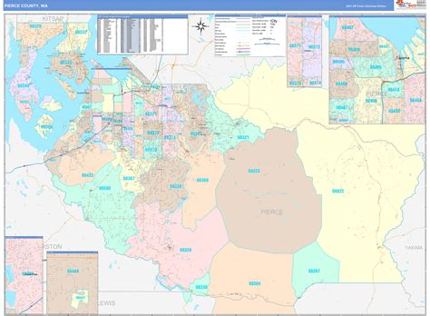 Pierce County, WA Wall Map Color Cast Style by MarketMAPS - MapSales