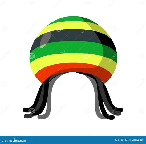 Rastafarian Hat and Dreadlocks Isolated. Jamaica Cap and Hair Stock Vector - Illustration of ...