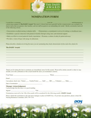 Daisy Award Nomination Form - Fill and Sign Printable Template Online