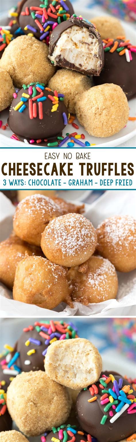 No Bake Cheesecake Truffles (3 ways) | Recipe | Truffle recipe easy, Desserts, Baking