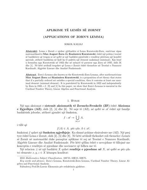 (PDF) APPLICATIONS OF ZORN'S LEMMA