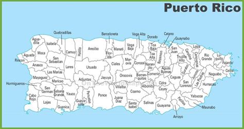 Puerto Rico municipalities map | Puerto rico map, Puerto rico, Map