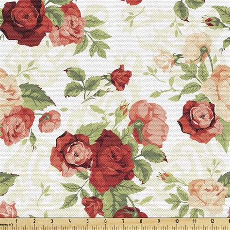 Roses Fabric by the Yard Romantic Nostalgic Composition with ...