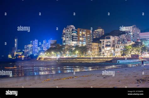 Mumbai night skyline view from Marine Drive in Mumbai, India Stock ...