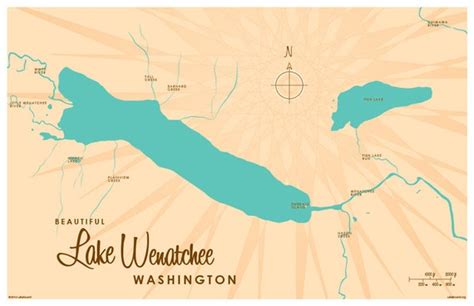 Lake Wenatchee WA Map Print