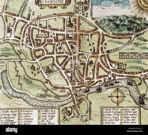 Old map of Ipswich, England, by John Speed, 1611 Stock Photo, Royalty Free Image: 62674102 - Alamy