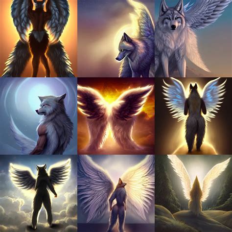 very very beautiful furry art, male anthro wolf, angel | Stable Diffusion