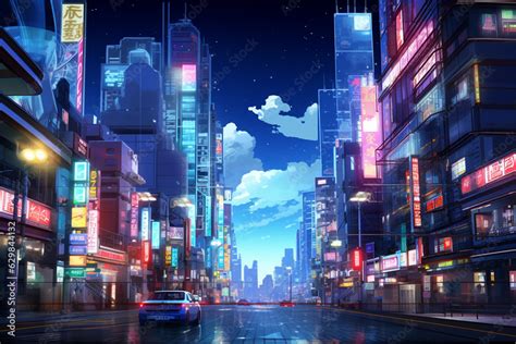 modern tokyo street background anime style Stock Illustration | Adobe Stock