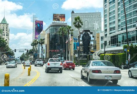 Tourist Car Traffic on Hollywood Boulevard in Los Angeles. California ...