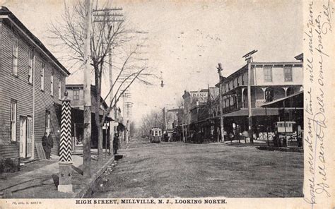 Millville Nj~High Street Looking North-Trolley-Storefronts Postcard ...