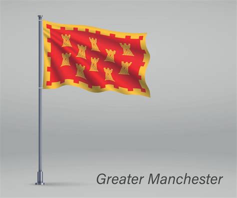 Waving flag of Greater Manchester - county of England on flagpol 6473583 Vector Art at Vecteezy