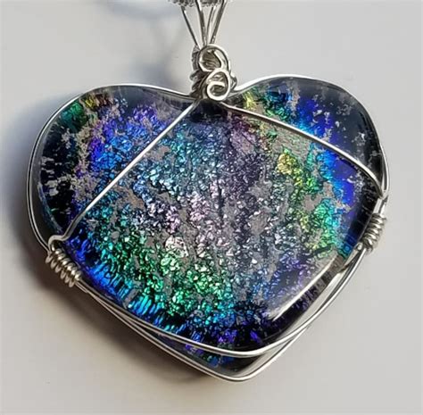 Heart Dichroic Glass Cremation Jewelry Pendant Ashes InFused Glass – InFusion Glass