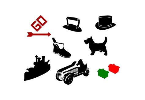 Monopoly Pieces Game Bundle Design Cut File Stencil Silhouette Cricut ...