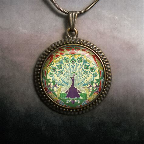 188 Art Nouveau Peacock Pendant, Peacock Jewelry, Peacock Necklace ...