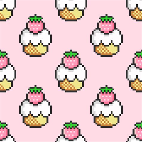 Pixel Art Cupcakes Seamless Pattern 665552 Vector Art at Vecteezy