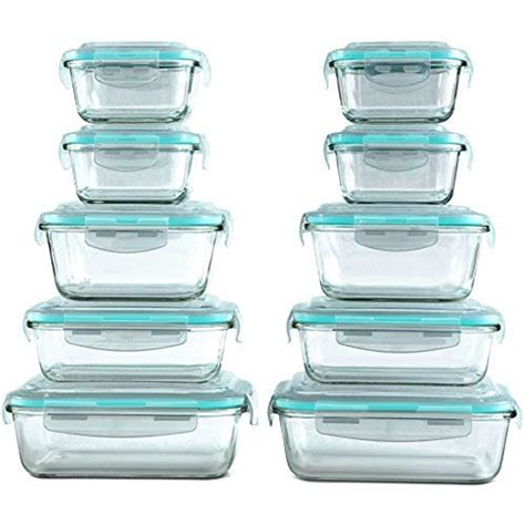 [20 piece] glass food storage containers set with snap lock lids - safe ...