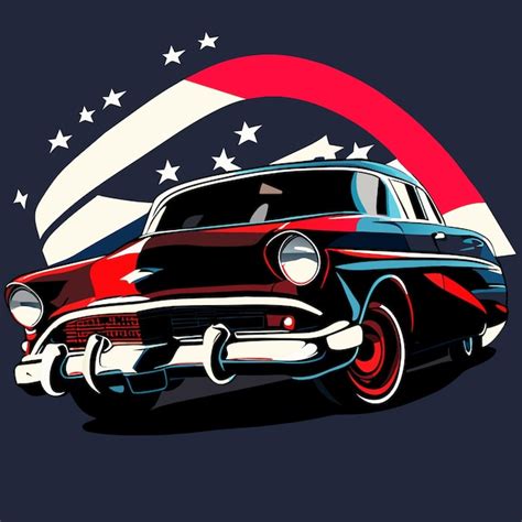 Premium Vector | American vintage car emblem flag color scheme